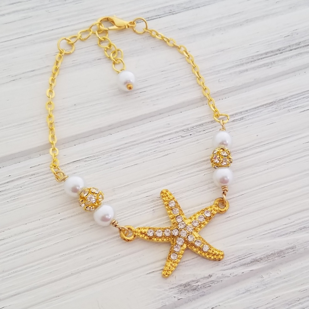 Starfish Wedding Bracelet Gold Starfish Bracelet